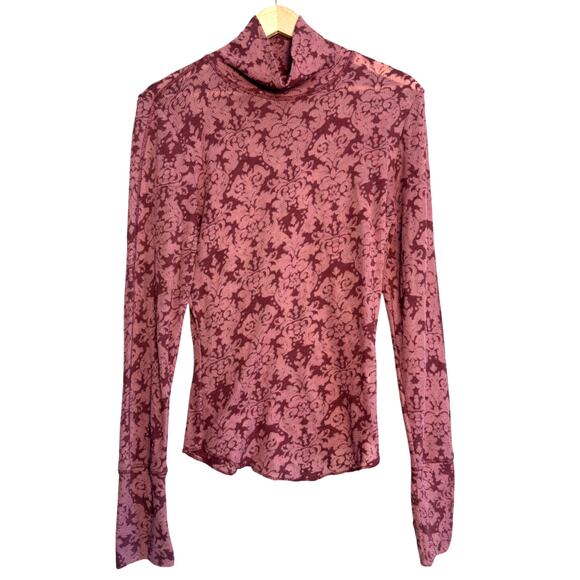 Intimately Free People Semi Sheer Floral Mock Neck Top Size Medium - Picture 1 of 4